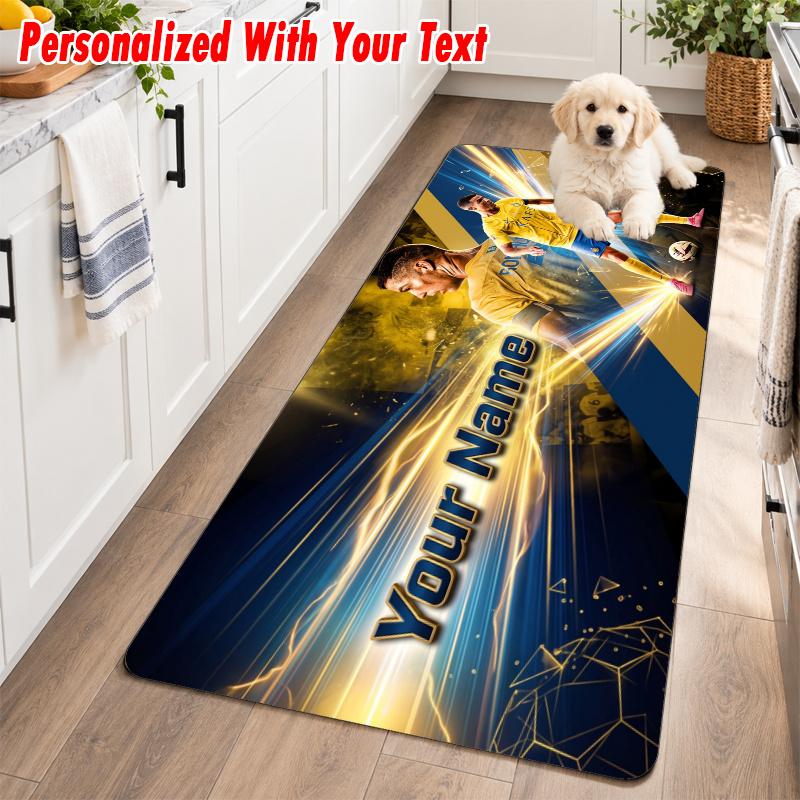 Cristiano Ronaldo Custom Name Flannel Rug Kitchen Mat Non Slip Floor Carpet Personalized Home Decor