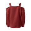 Women’s Off Shoulder Long Sleeve Strap Casual Loose Fit Blouse Top for Daily Wear Work or Travel Outfits