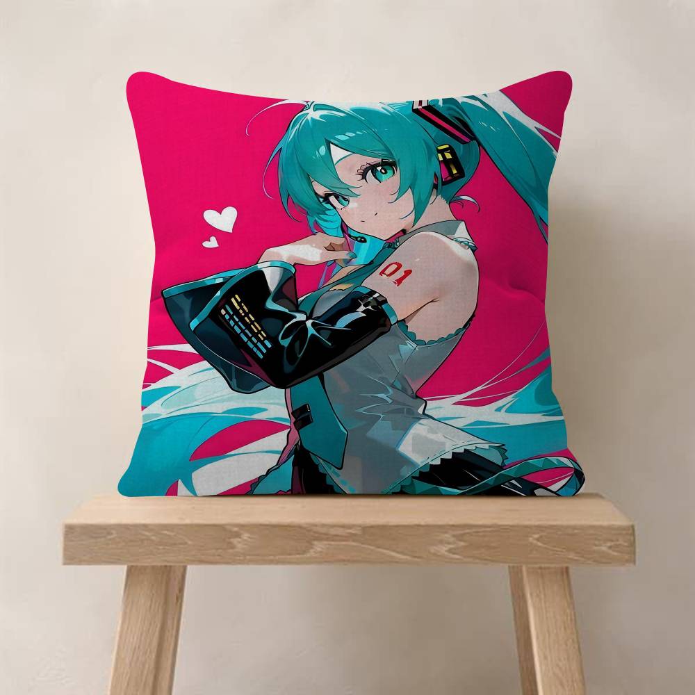 HHatsune Anime Miku Cushion Cover Decorative Pillow Sofa Home Decor Case Pillow Cases