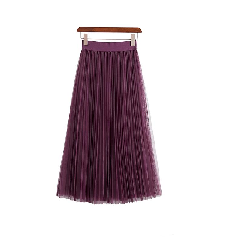 Round Versatile Three-Layer Mesh Pleated Long Skirt for Women - 6-Meter Wide Hem, 2026 Spring/Summer Collection
