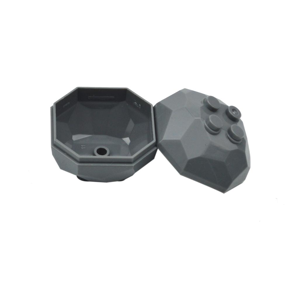 Constructing Blocks Dark Bluish Gray Rock 4 X Octagonal Boulder Scene Parts Attachments 30293 30294 Castle City Present