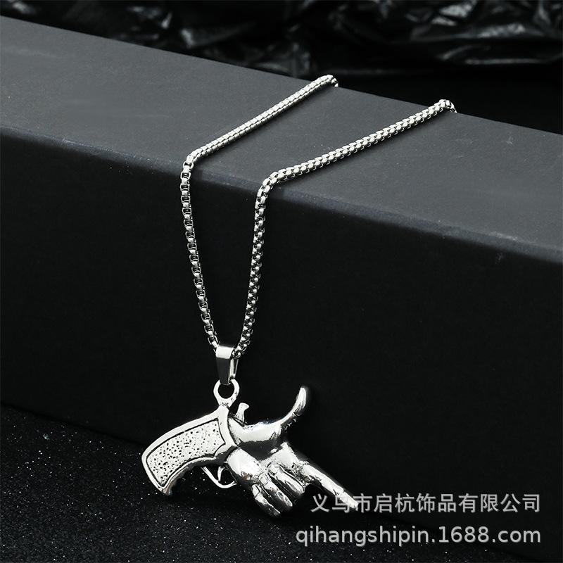 

Ожерелье-пистолет на палец Модное Универсальное Хип-хоп Мужское Длинное Цепочка для свитера Аксессуары