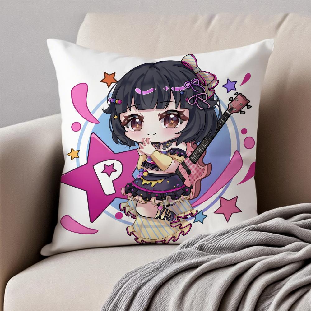 Lovely Anime BBanG Dream Its MyGO Cushion Cover Pillowcase Antidustmite Invisible Zipper Short Plush Sofa Cushion