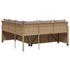 L shaped garden sofa set with table and cushions beige poly rattan