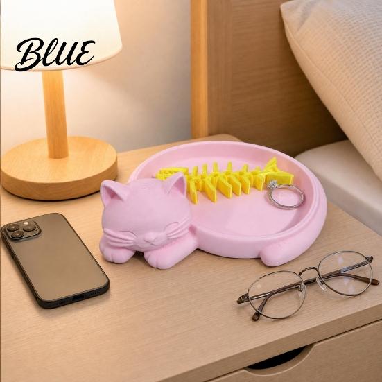 Large Space Jewelry Polished Rounded Tray One-Piece 3D Organizer Storage Molding Seamless Design Edge Holder Holder Cat Fishbone for