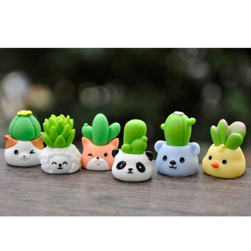Succulent Animal Cute Resin Statue Action Figure Model For Tabletop Gift Decor