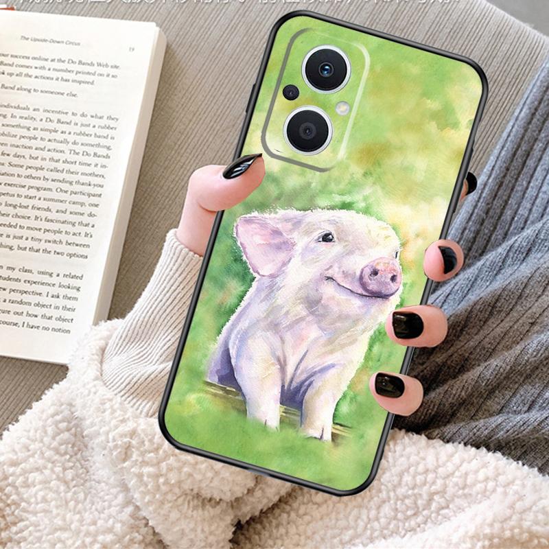 Cartoon Pig Case For OPPO Reno 12F 12 13 11 F 8T 7 8 10 Pro OPPO Find X8 X6 Pro X3 X5 Lite Cover Fundas