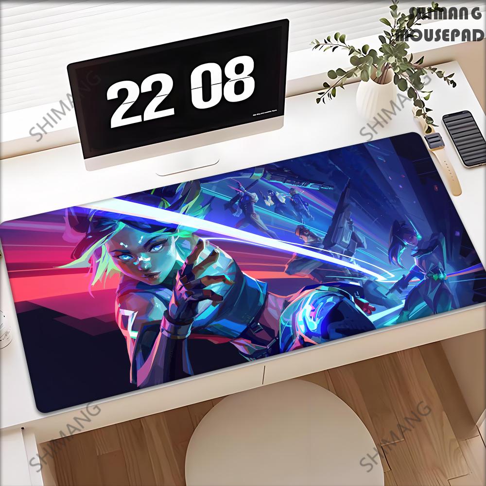 Tapete de Rato Neon Valorant Gaming XL Novo Mousepad HD XXL MousePads Borracha Natural Antiderrapante Tapete de Mesa para Mouse de Computador de Escritório