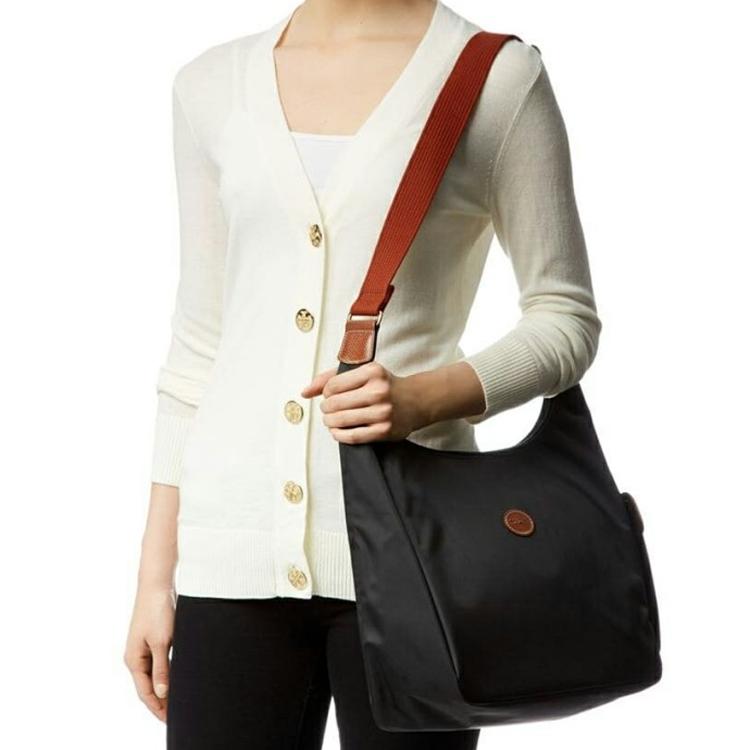 Longchamp Le Pliage 28 Adjustable Shoulder Strap Foldable Canvas Crescent Underarm Half Moon Canvas Crossbody Shoulder Bag Women bags Black 2450089001