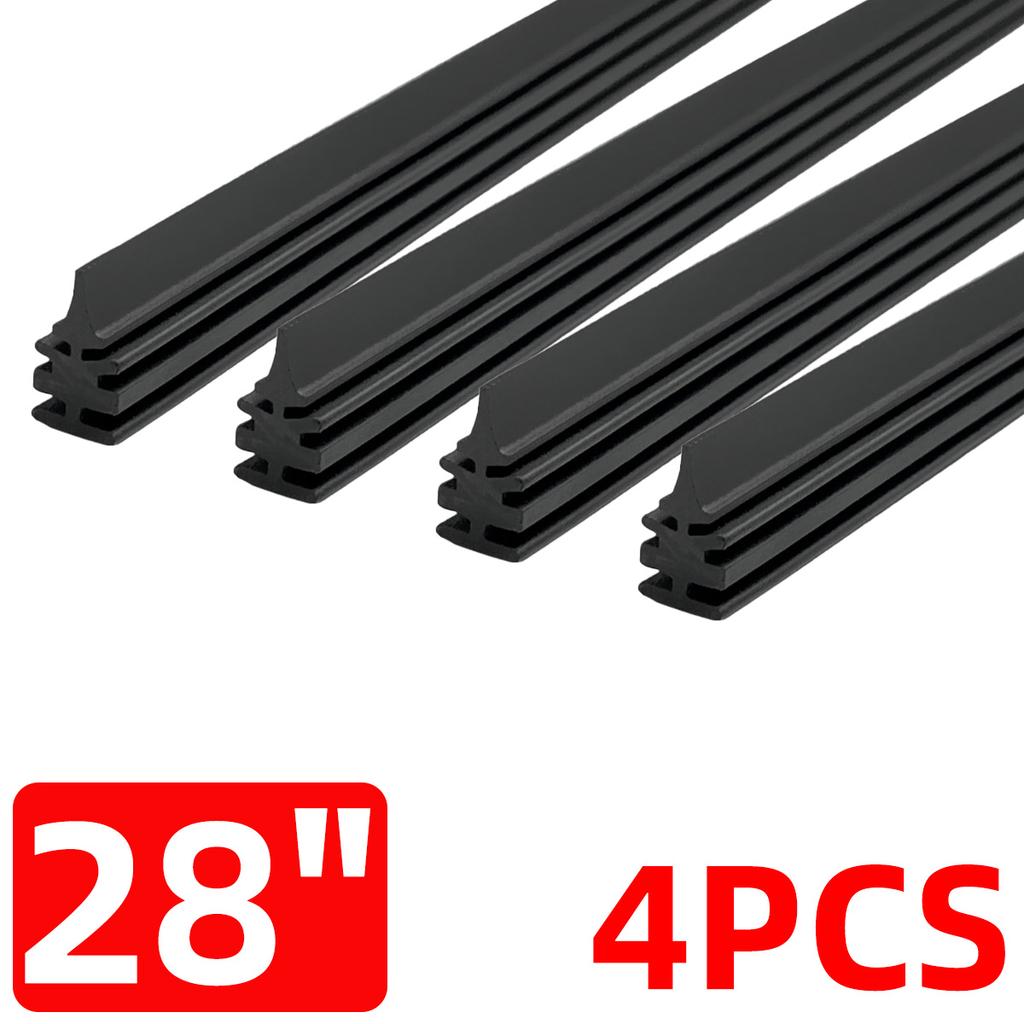 PINMOAP 4PCS Frameless Wiper Rubber Filling Strip 6mm Car Wiper Plug-In Replacement Strip 14"16"18"19"20"21"22"24"26"28"30"32"