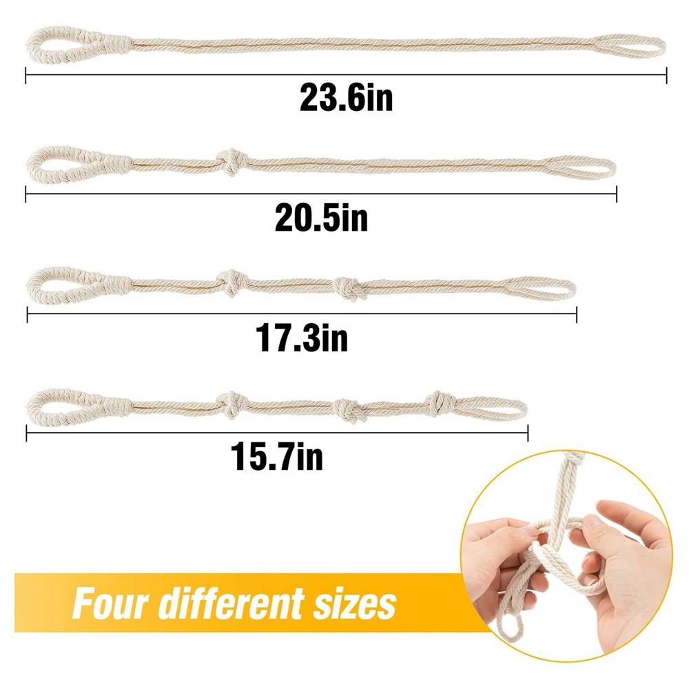 4'lü Bahçe Makrome Bitki Askısı Uzatıcı Pamuk İpi Saksılar Ayarlanabilir Asılı Büyük Bitki Saksısı Tutucuları Düğümlü Kaldırma İpi