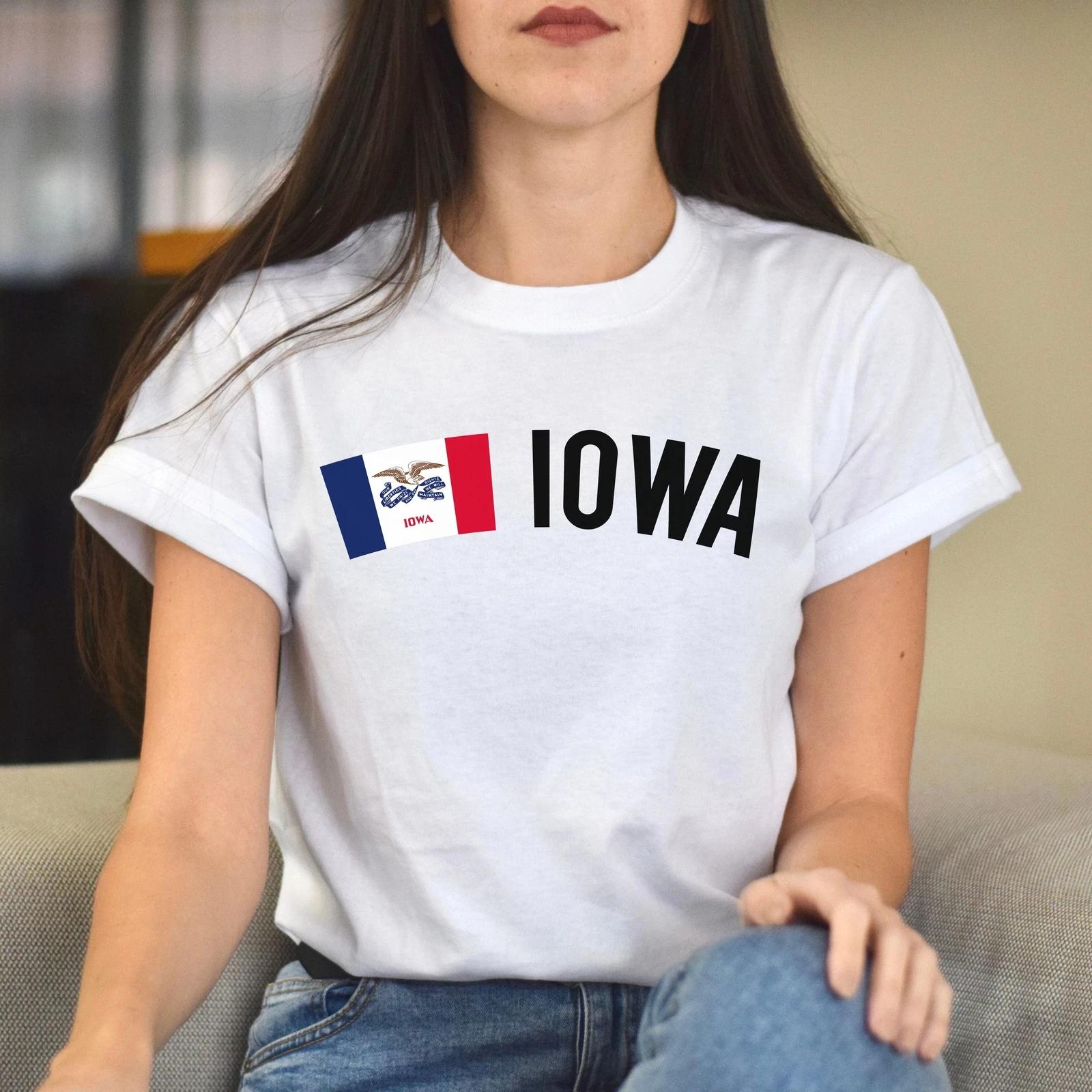 Iowa Unisex T-shirt gift Iowa flag tee Des Moines Cedar Rapids White Black 4XL