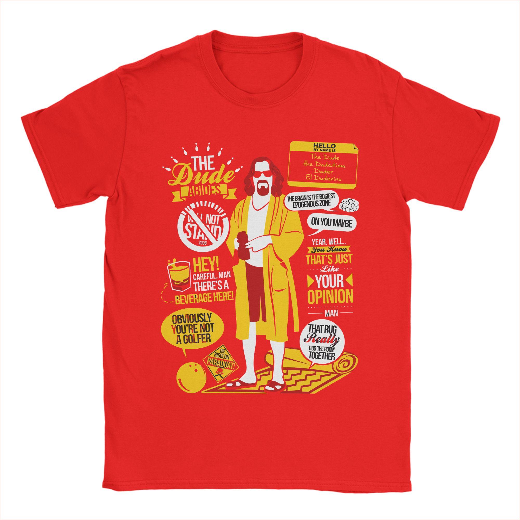 

DDude The Big Lebowski T Shirt for Men Pure Cotton Vintage TShirts Crewneck Tees Short Sleeve Tops Summer S