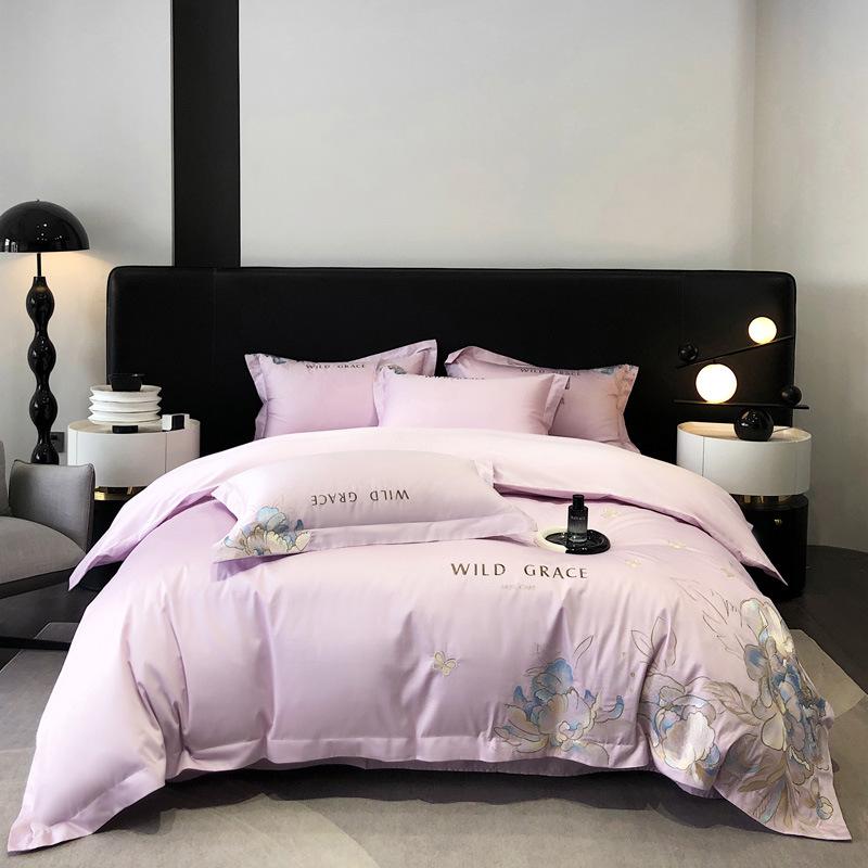 

Легкая роскошь Материнский и младенческий класс Длинноволокнистый хлопок 4-предметный комплект Хлопковая вышивка цветами Пододеяльник Чистый хлопок Наматрасник Постельное белье 4 1.8m bed sheet 4pc