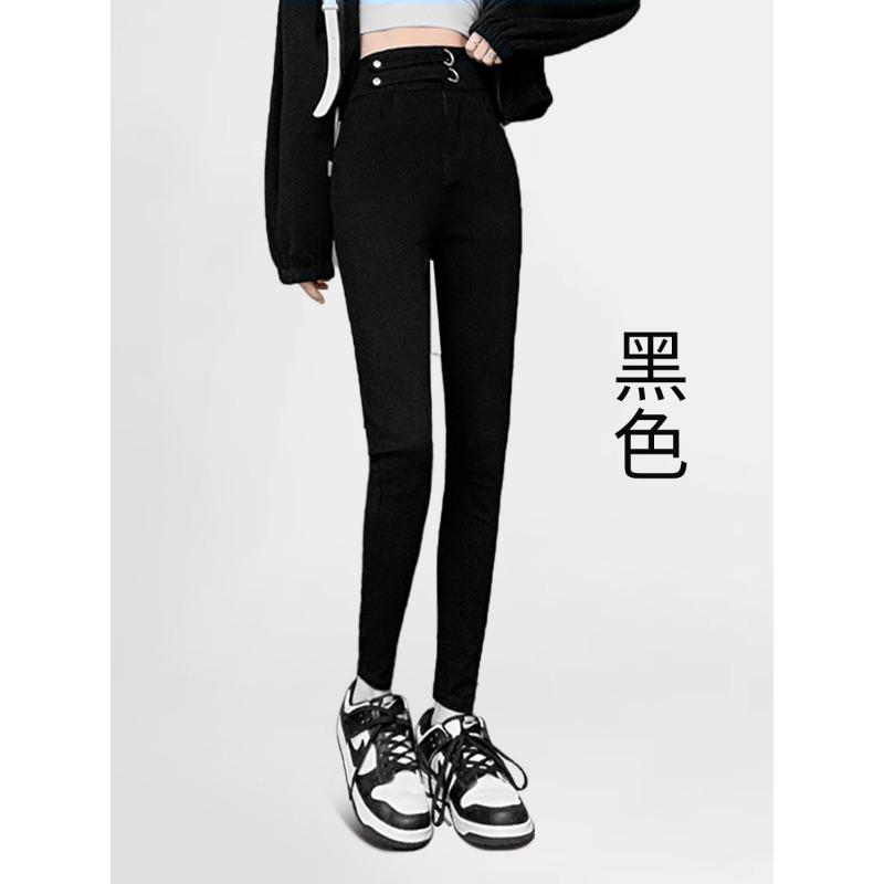 Small Black Pants Spring and Autumn New Tight High Waist Thin Small Feet Magic Black Leggings Women's Pants Wear Thin