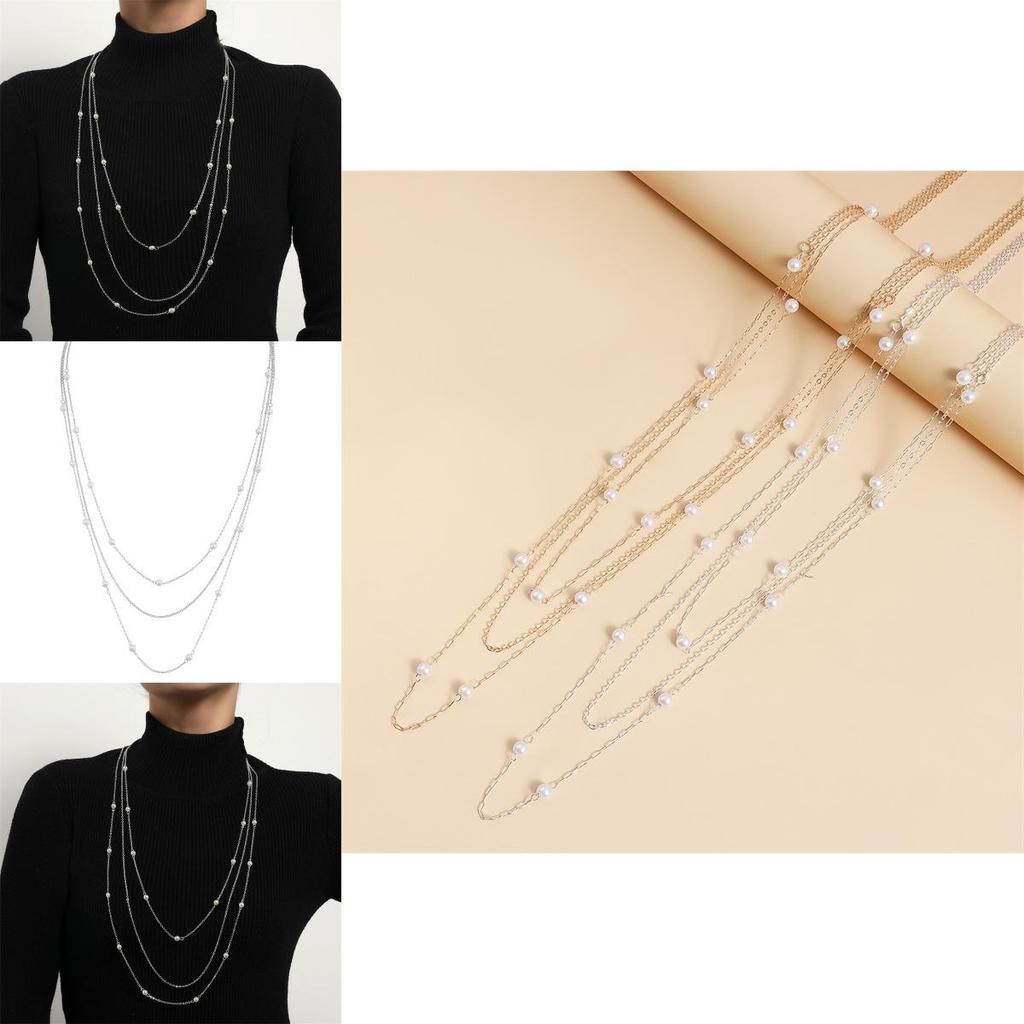 Perlenkettenhalskette mit mehrlagigem Design für Damen und Herren Modeaccessoire
