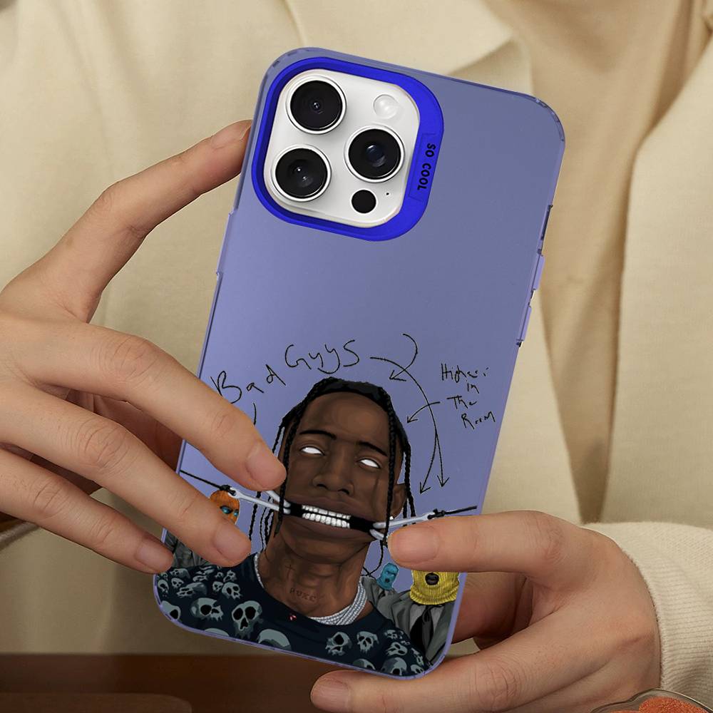 

Luxury Travis Scott Cactus Jack Phone Case Laser Ripple Silver Silicone Case For iPhone 17 16 15 14 13 12 11 Pro Plus Max iPhone 16pro max