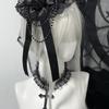 Lace Headpiece Gothic Lolitas Headwear Subcultures Hair Accessories Rose Bead Chain Headdress Top Hat Hair Clips Gifts