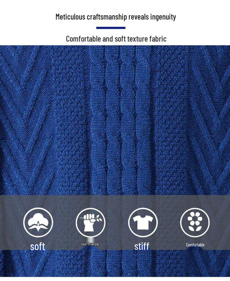 Men's Diamond Jacquard Alpaca Wool Crew Neck Sweater - Skin-Friendly Casual Pullover for Autumn and Winter