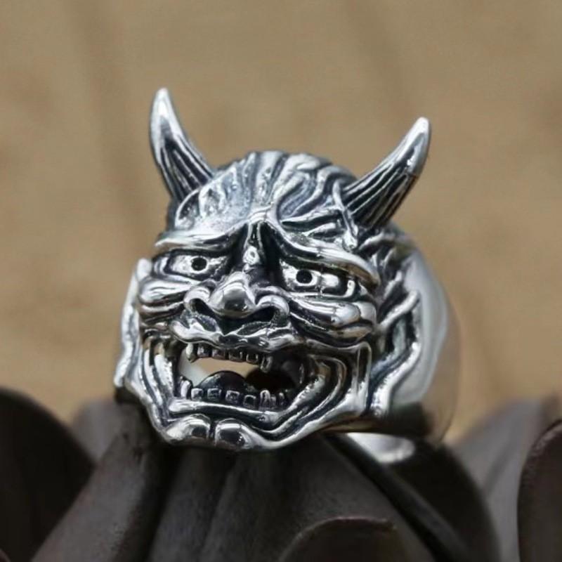 Adjustable Skull Ring Men Women Vintage Punk Gothic Statement Jewelry Sterling Open Band