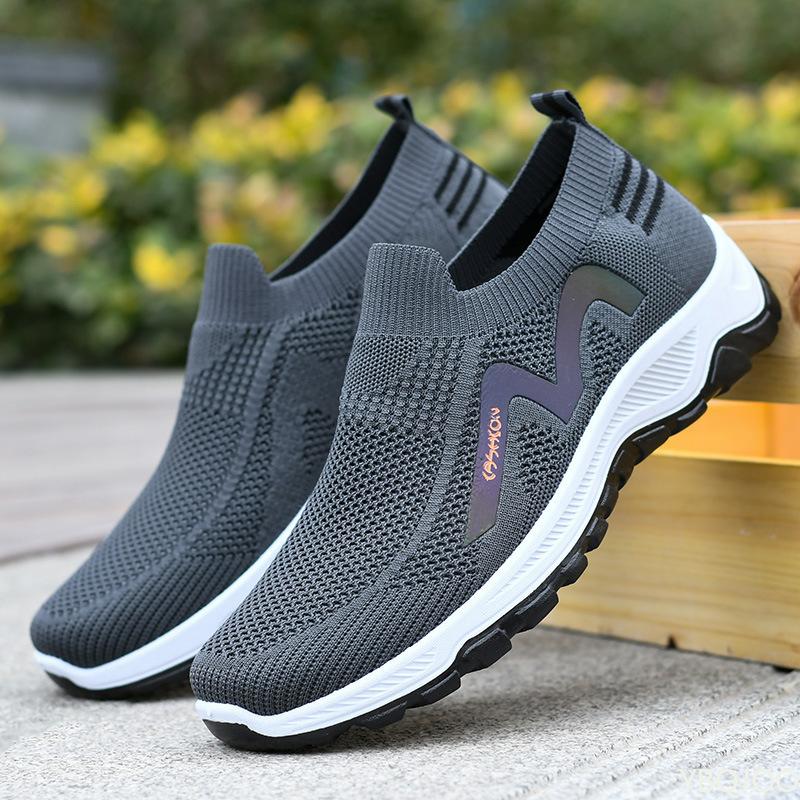 Spring summer mesh men's sports shoes with soft sole soft surface anti slip wear-resistant simple comfortable shoes