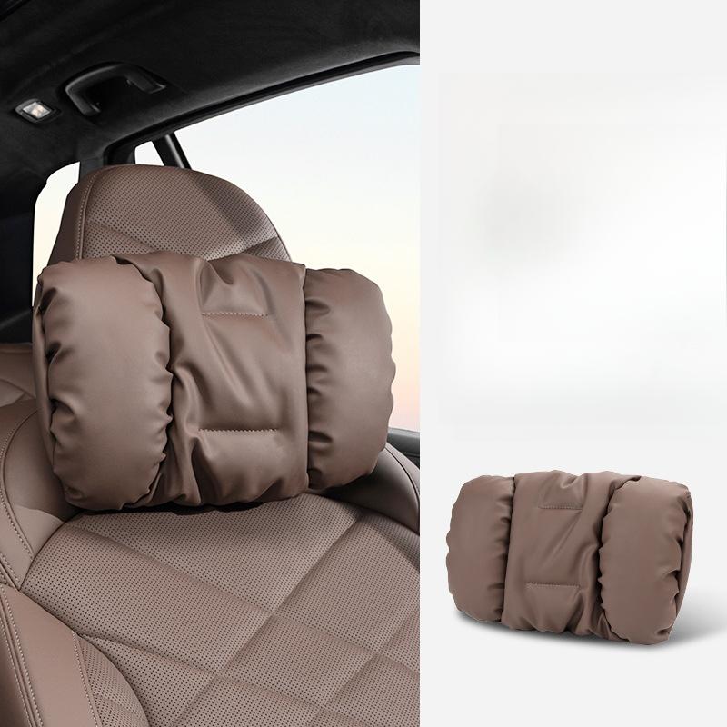 1PC Bubble Cotton Car Headrest Anti-fouling Leather Car Premium Sense Neck Pillow Waist Cushion Pillow Set