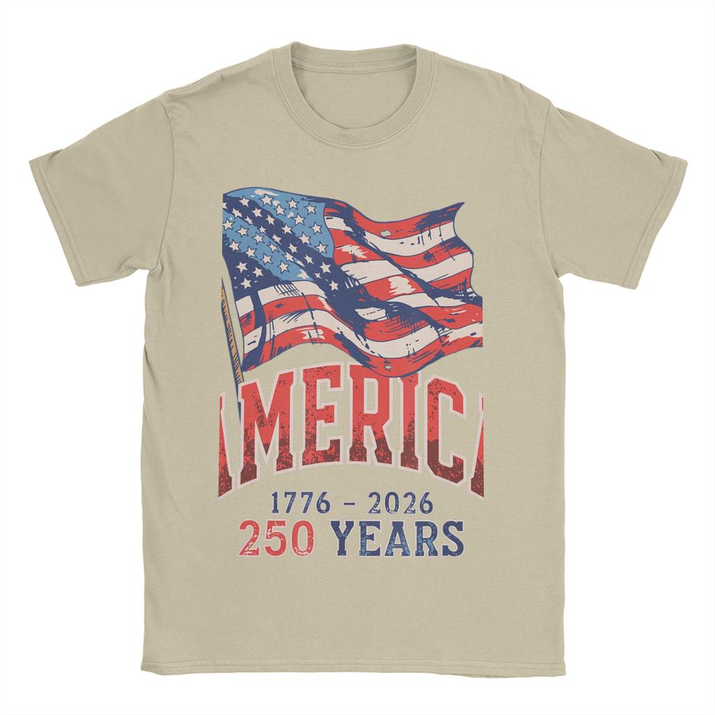 Unisexs TShirts Anniversary USA Funny Pure Cotton Tees Short Sleeve T Shirt Round Collar Tops Party
