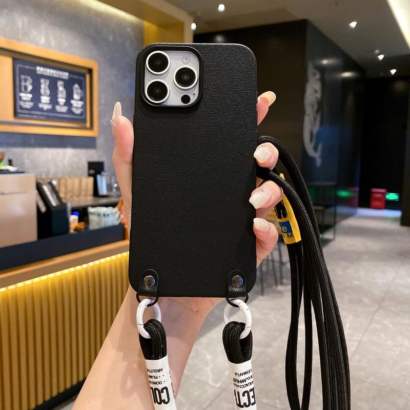 Modny pokrowiec na ramię z TPU, miękki, na iPhone'a 16 Pro Max 15 Plus 14 Pro 13 12 11, prosty pasek, odporny na wstrząsy, matowy, smukły pokrowiec na telefon