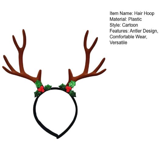 Christmas Antler Headband Festive Reindeer Horn Decor Hair Accessory Xmas Hairpin Festival Celebration Hair Hoop