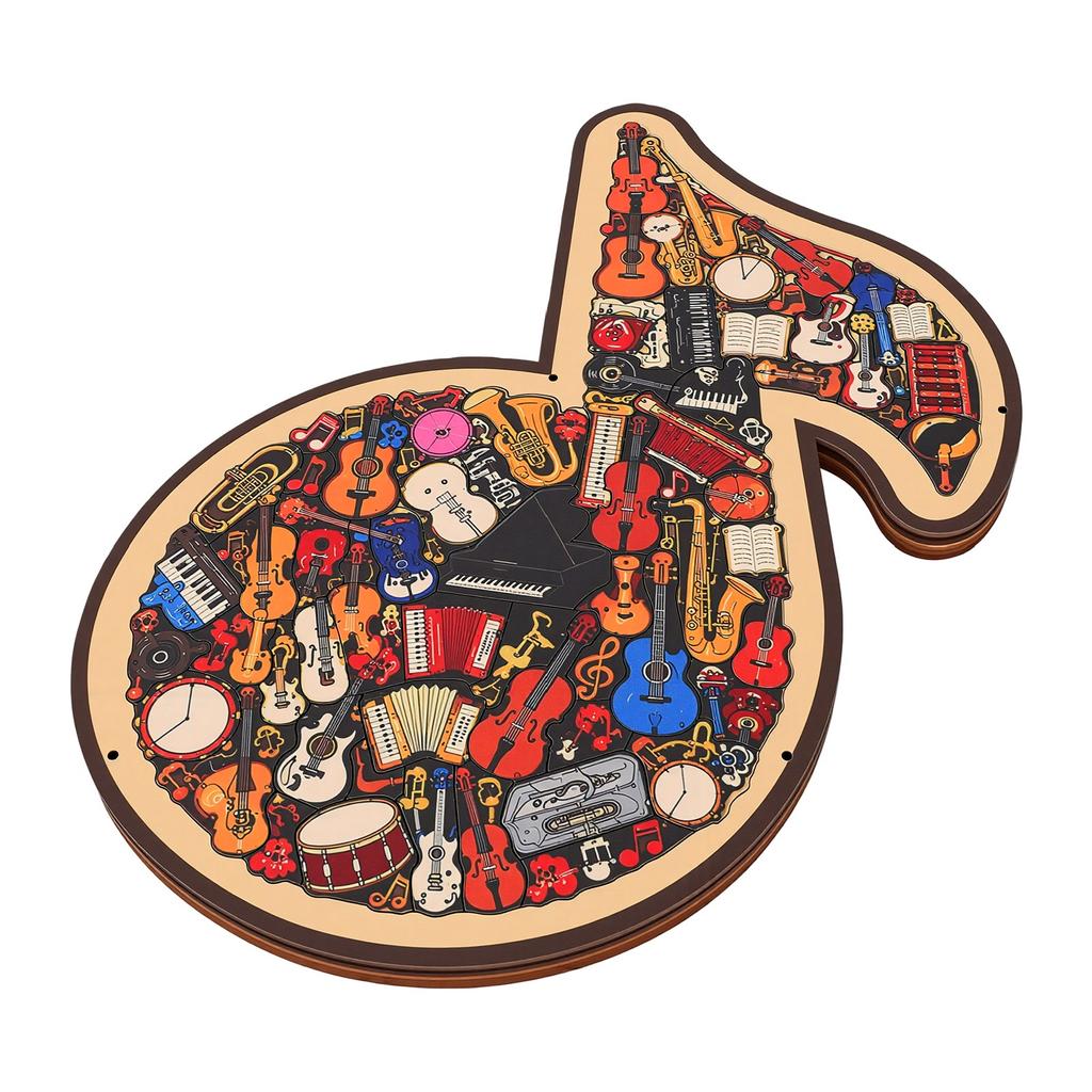 67 Pcs Musical Note Instrument Jigsaw Puzzle Ornament 3D Wooden Music Note Puzzle Decor B Type