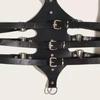 Punk Waist Belt Women Halloween Leather Skinny Body Adjustable Belts with Alloy Buckle for Party Night Club Waist Slim