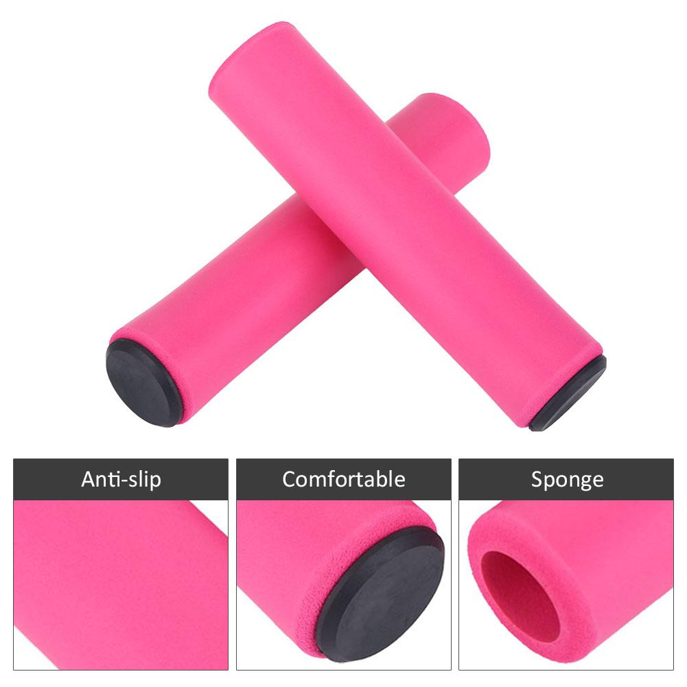 1Pair   Set Bicycle Mountain Bike Handlebar Sponge Anti Skid Shock Absorbing Grip Cover Pink