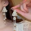 Exquisite White Flower Design Dangle Earrings Elegant Simple Style Alloy Jewelry Wedding Accessories