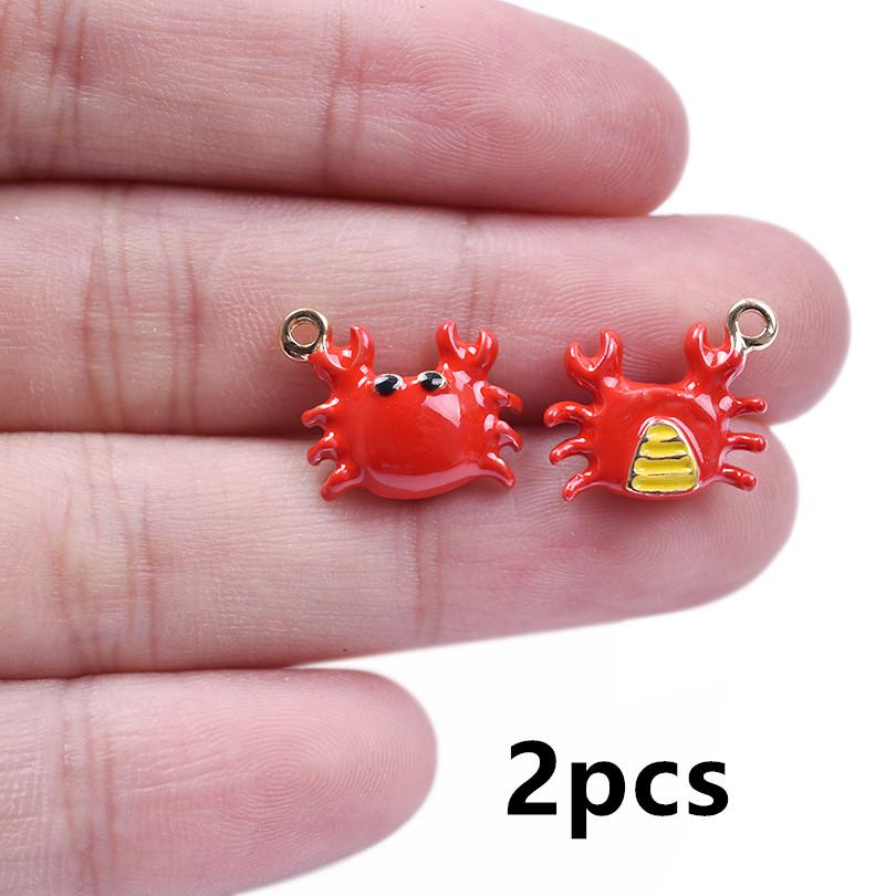 

2/5pcs Red Crab/Lobster Charms For Jewelry Making Supplies Ocean Animal Pendants Glass/Enamel DIY Earrings Keychain Beach Charm