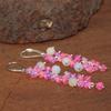 AAA Ethiopian White and Pink Opal Beads Cluster Earring, MultiFire Opal Round Beads Earring, Opal Smooth Earring for Women, Delicate Earring