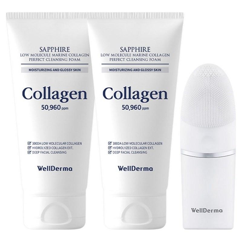 Wellderm Collagen Cleansing Foam 150g x 2p + Cleansing Brush Set, 1 Set