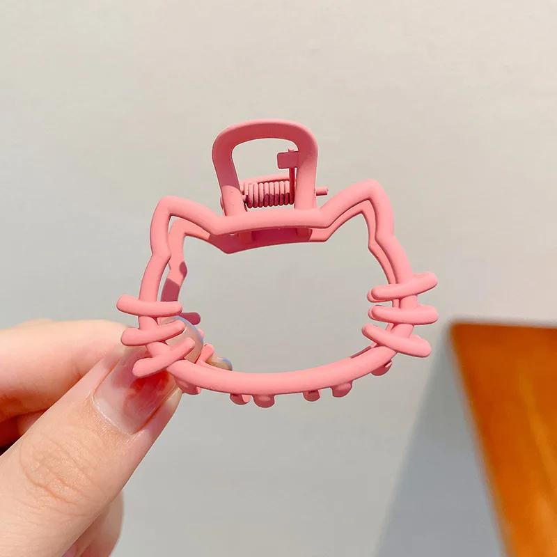 Cute Little Bear Pink Cat Hair Clips Hollowed-out Metal Girls' High School Ponytail Clips Cherry Headwear Hair Accessory Clips
