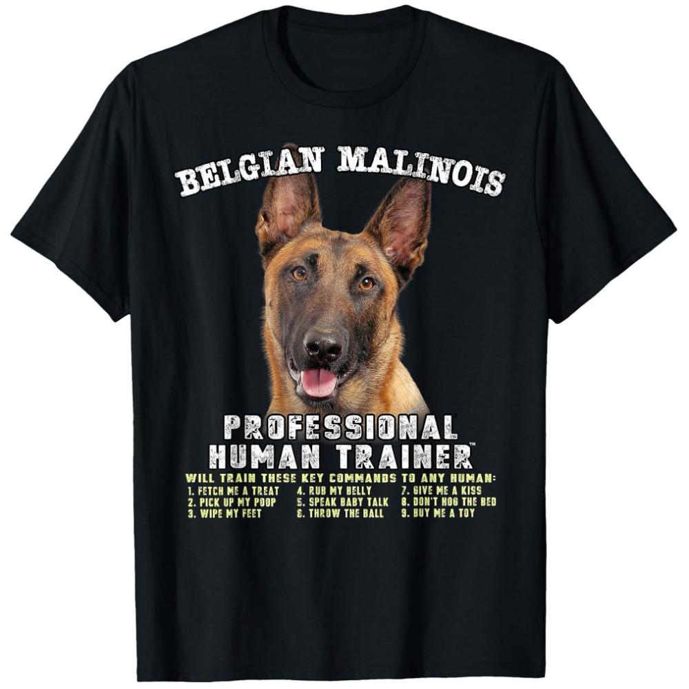 180g Pure Cotton Single-Sided Print Men's T-Shirt Belgian Malinois Professional Dog Trainer T-S