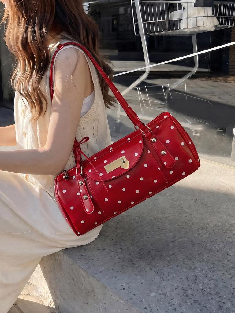 2026 Women's Polka Dot Shoulder Bag: Korean Style, Boston Commuter Bag
