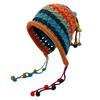 Handmade Crochet Ear Protection Woolen Hat for Women in Autumn and Winter with Colorful Tassel Ball Pullover Cold Hat Knitted Lei Feng Hat