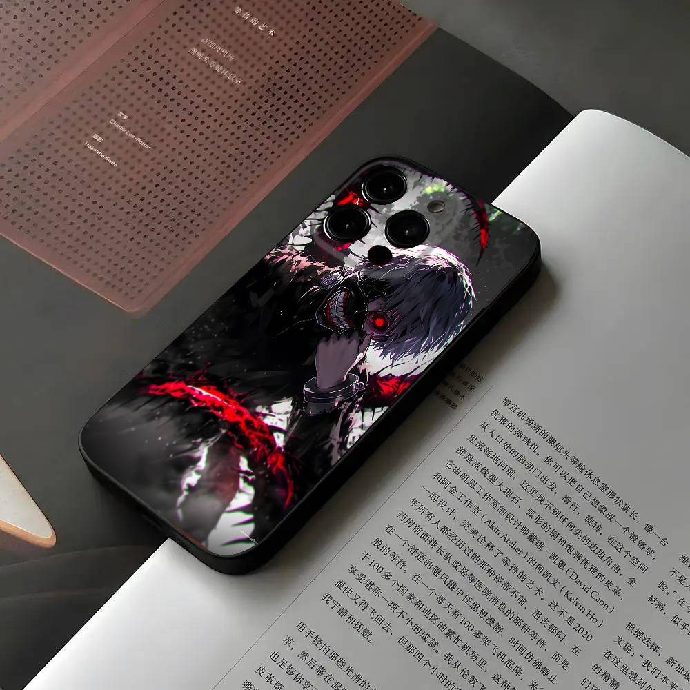 R-Tokyo Ghoul Kaneki Ken Phone Case For Iphone 16 15 11 13 14 Pro Max 7 8 Plus X Xr Xs Max 12mini Black Shell Cover Case