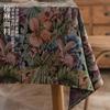 Oil Painting Tablecloth Hemp Fabric Retro Romantic Coffee Table Cloth Pastoral High-End Jacquard Cover Cloth