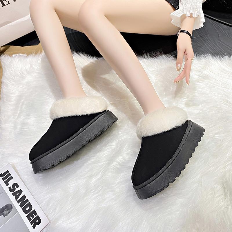 European and American Large-size Autumn and Winter New Thickened Warm Snow Boots for Women with Thick Soles and One Pedal of Fluffy Boots