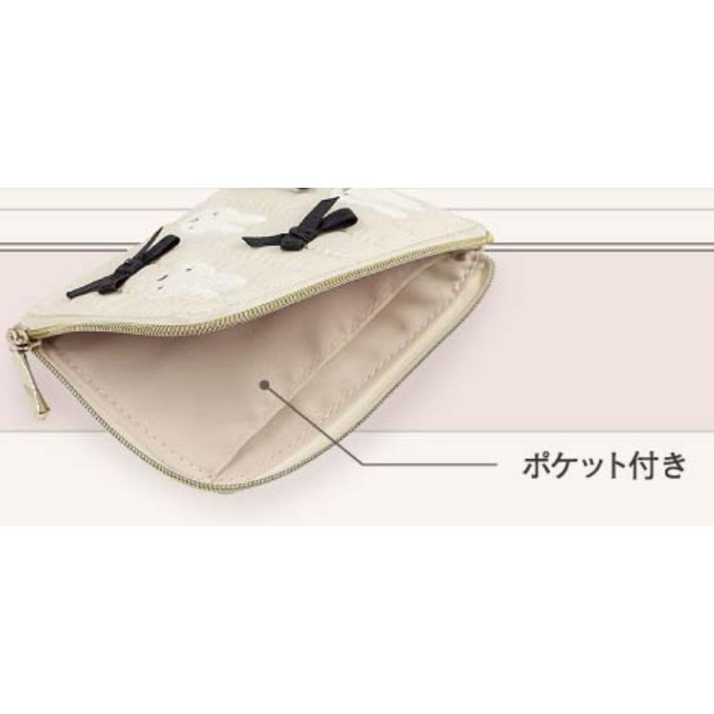 Marimo Craft Miffy My Favorite Ribbon Daily Pouch, Beige, Approx. W125 x H80 x D15mm (DBM-2814)
