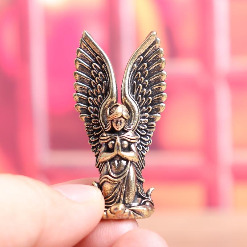 1Pcs Home Decor Ornament Brass Goddess Guardian Angel Small Statue Characters Miniatures Figurines Desk Decoration Crafts