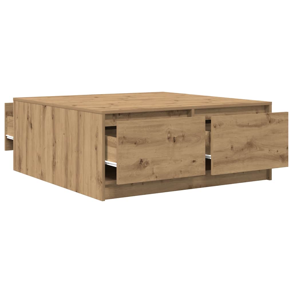 Coffee Table with Drawers Artisan Oak 100x100x40 Cm