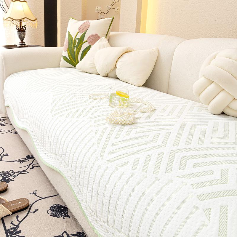Summer Cool Doudou Ice Silk Sofa Cushion 2025 New Special-shaped Sofa Mat Cushion Fixed Non-slip Cover
