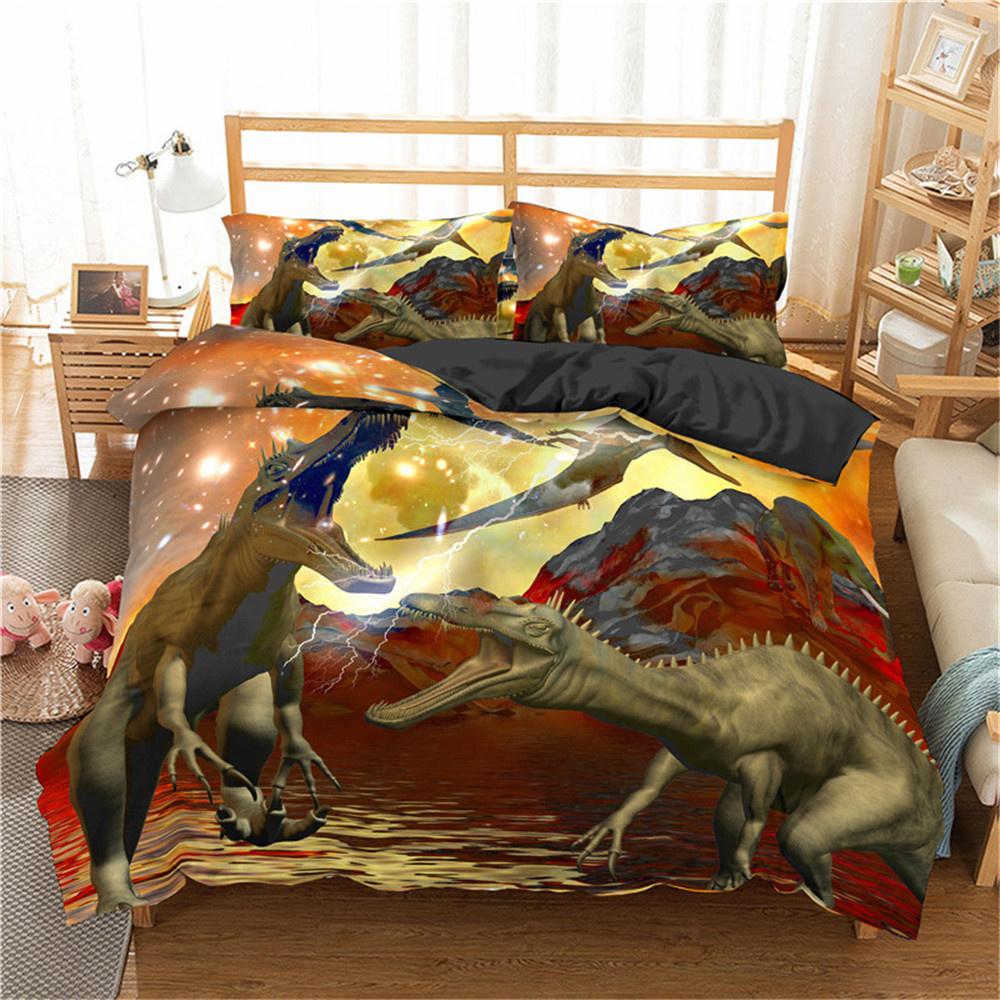 3D Animal Bedding Set Dinosaur Bed Duvet Cover Pillowcase Comfortable Microfiber Single Queen Double Bedclothes with Full Size