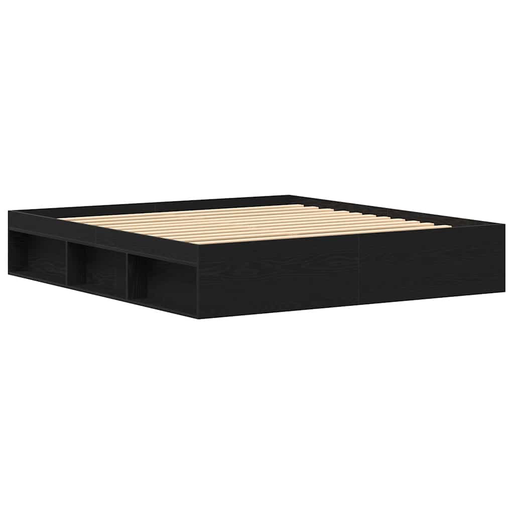 Bed Frame without Mattress Black Oak Look 200x200 cm