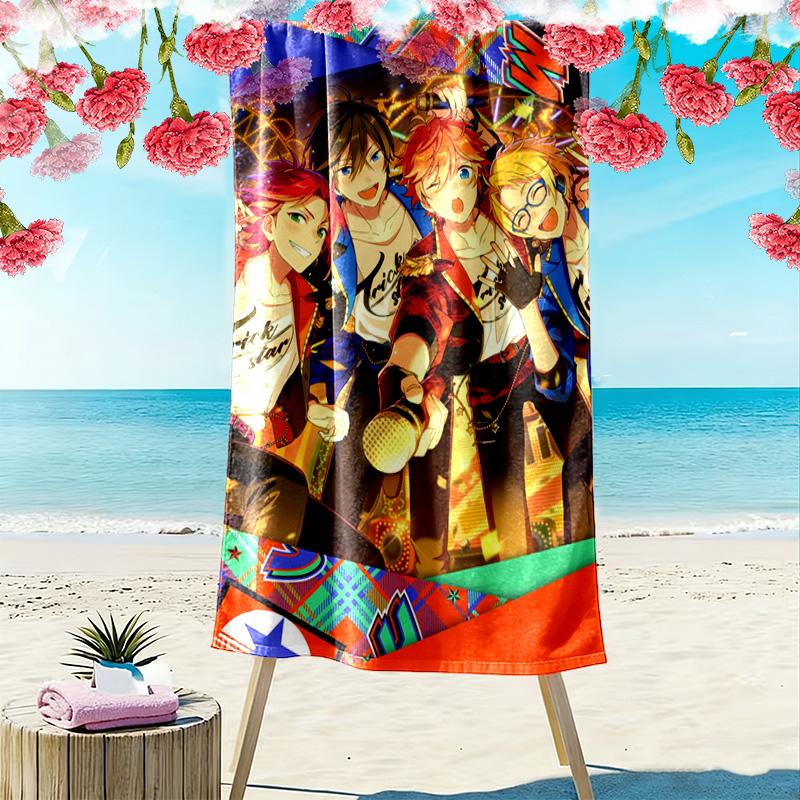 Ensemble Stars Print Beach Towel, Large Soft Quick Dry Towel for Beach Camping Swimming